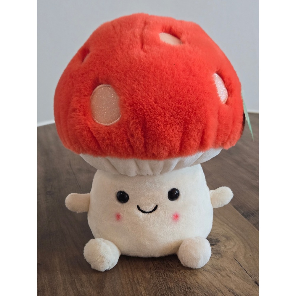 FAO‎ Schwarz Sparklers Amanita Mushroom Plush Red Glitter Toadstool 8 inch New